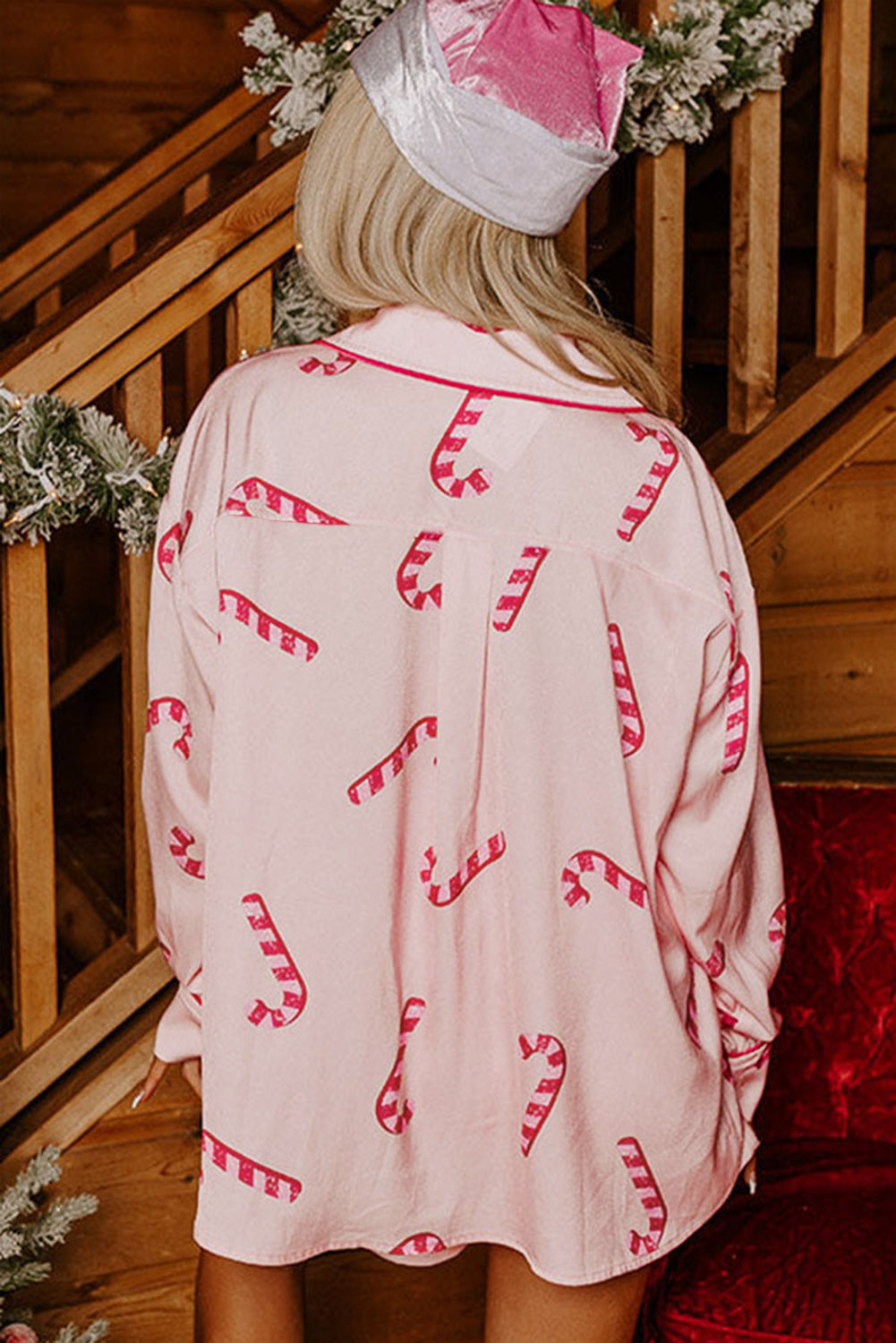 Pink Christmas Candy Cane Pyjama Set