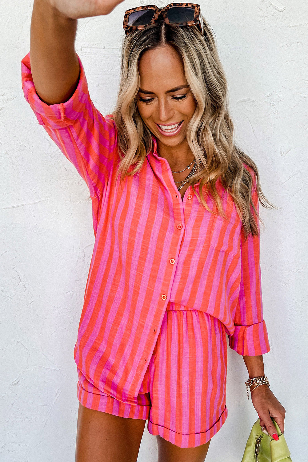 Orange & Pink Striped Pyjama Set