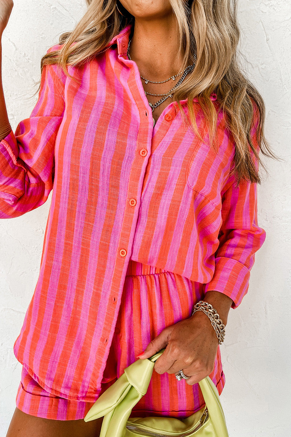 Orange & Pink Striped Pyjama Set