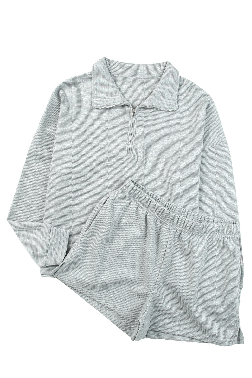 Gray Zipped Sweat and Shorts Set