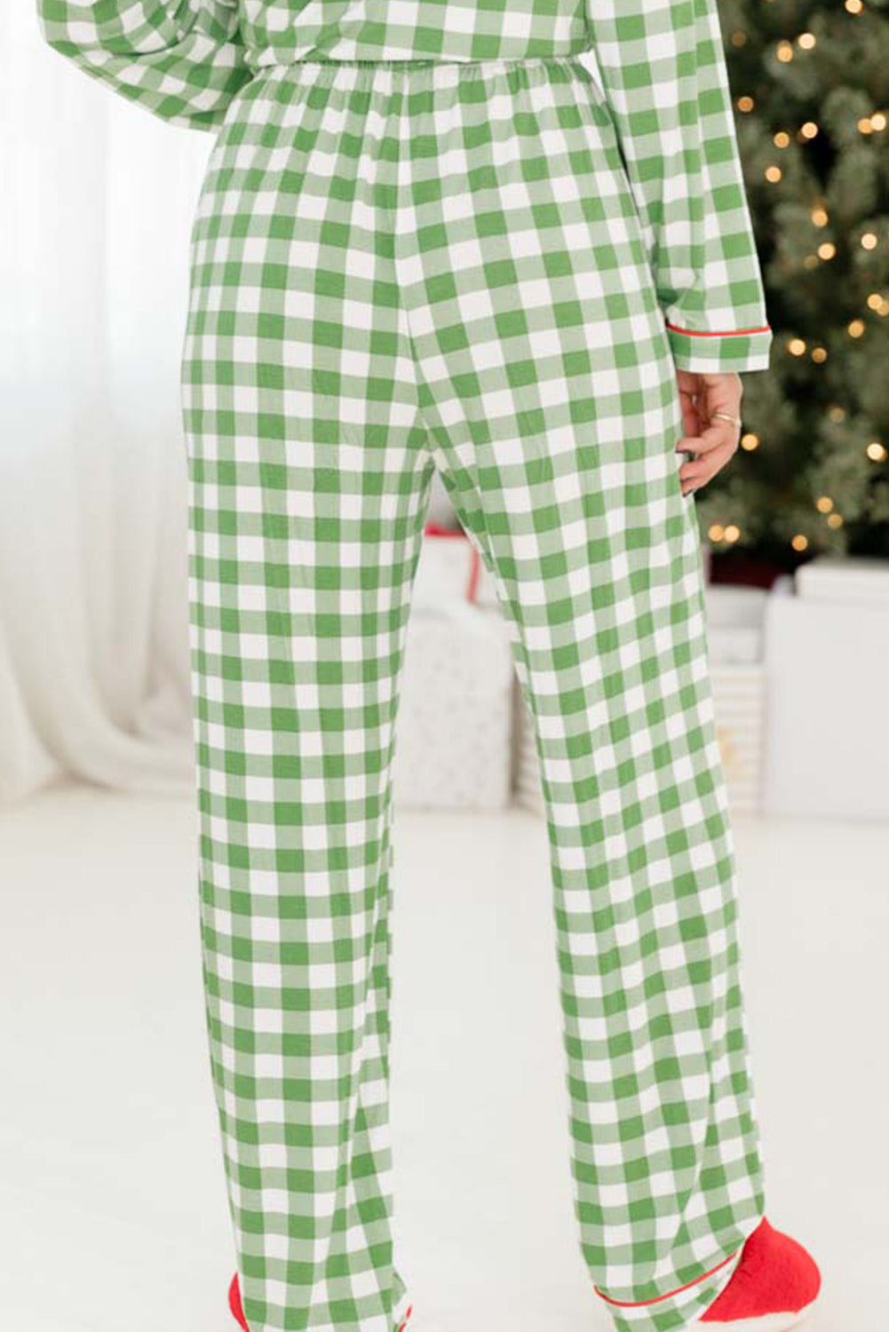 Light Green Christmas Plaid Pyjama Set