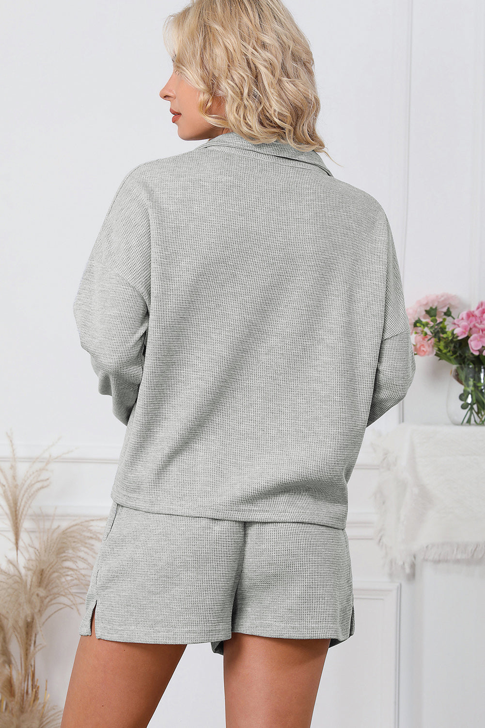 Gray Zipped Sweat and Shorts Set