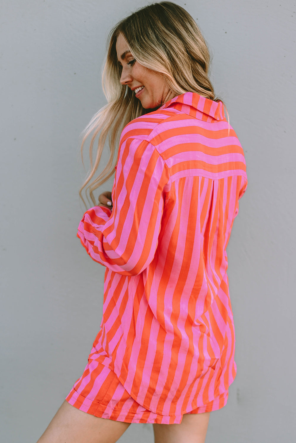 Orange & Pink Striped Pyjama Set