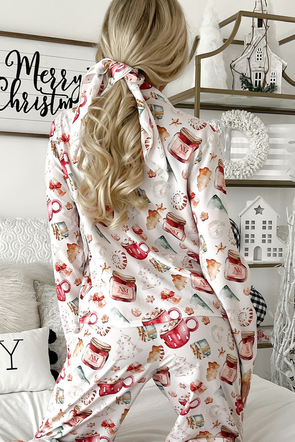 Christmas Pattern Long Sleeve &amp; Pants Pajamas Set