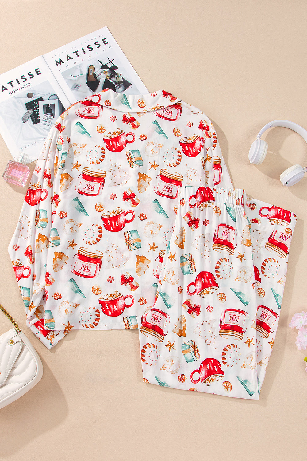 Christmas Pattern Long Sleeve &amp; Pants Pajamas Set