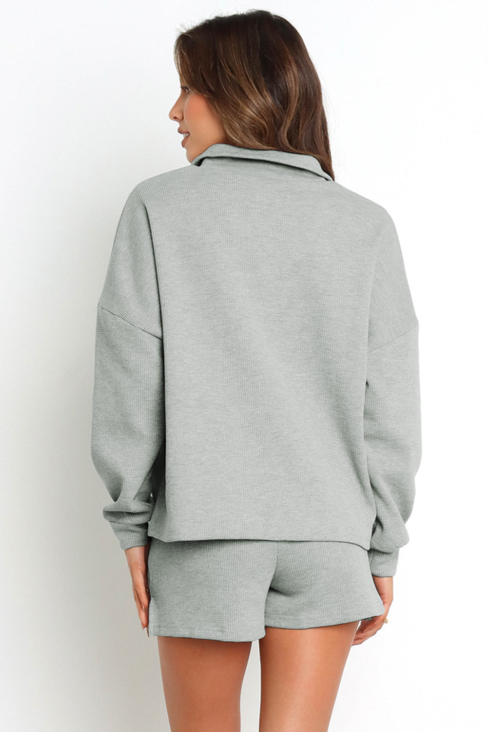 Gray Zipped Sweat and Shorts Set