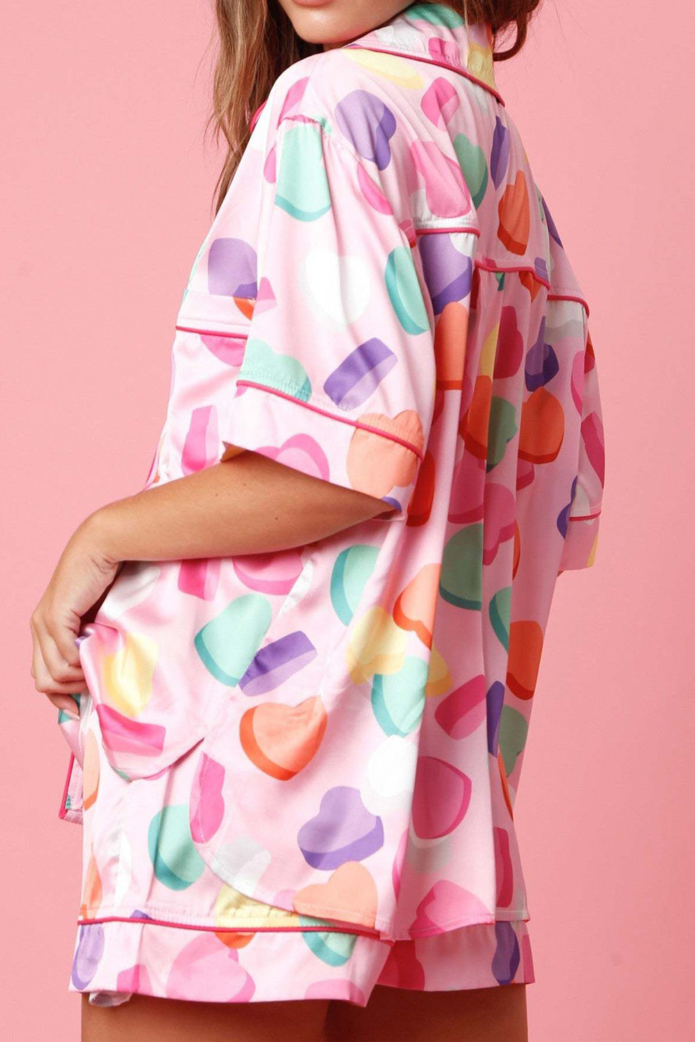 Candy Print Satin Pyjama Set