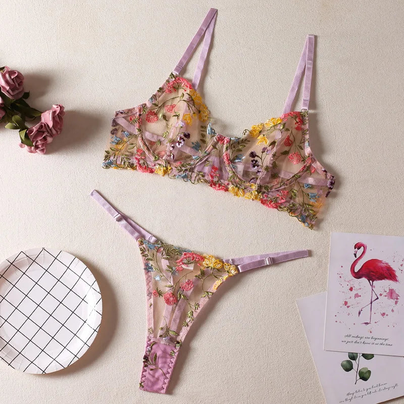 Lace Flower Lingerie Set