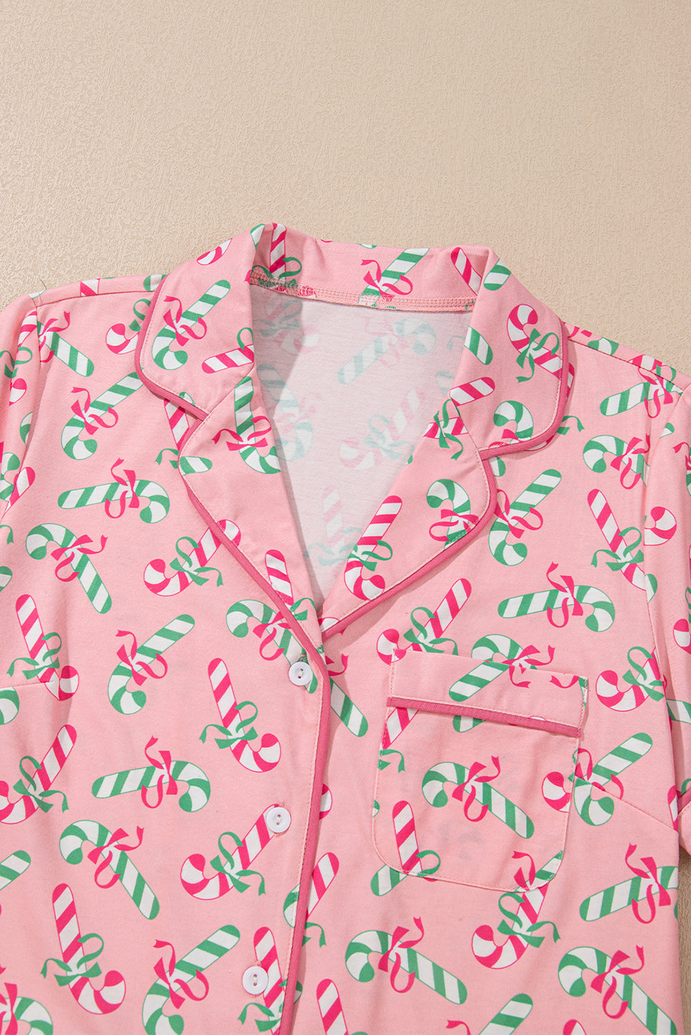 Pink Christmas Candy Pajamas Set