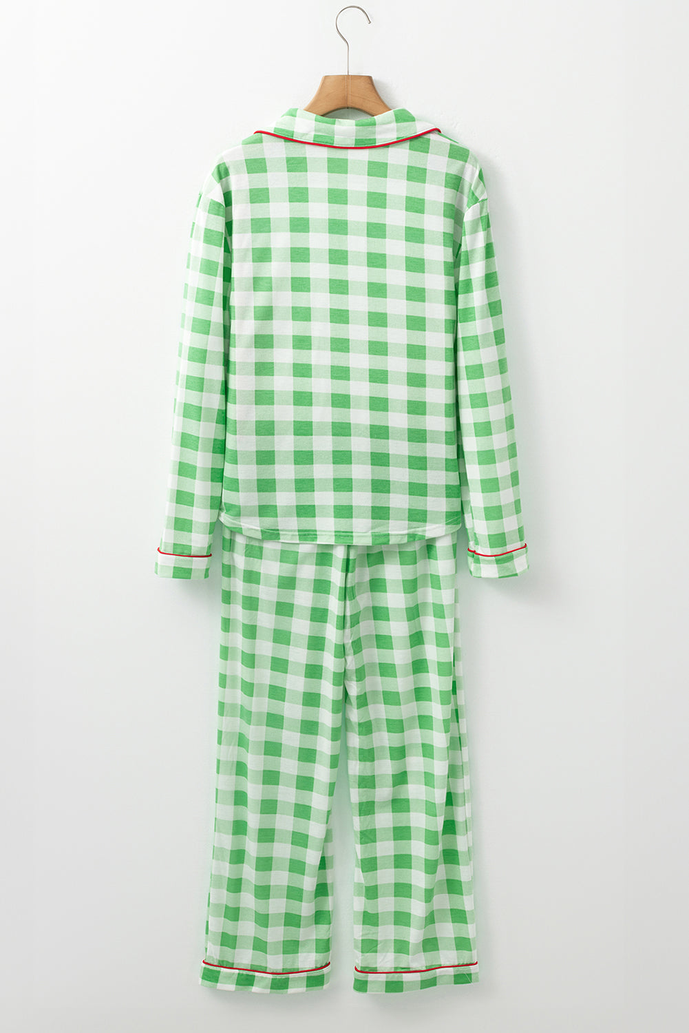 Light Green Christmas Plaid Pyjama Set