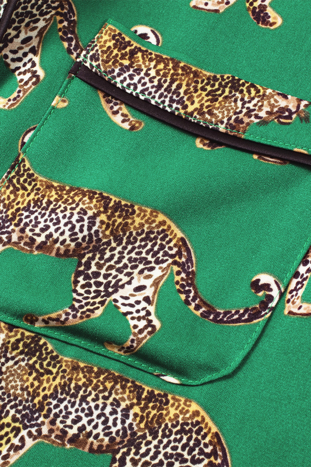 Green Cheetah Print Pajama Set