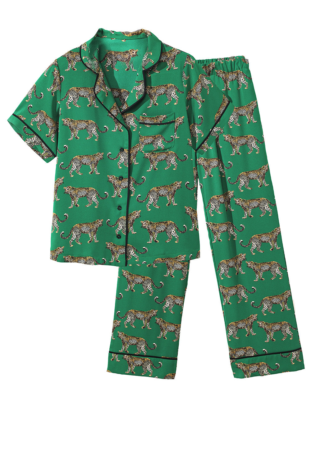 Green Cheetah Print Pajama Set