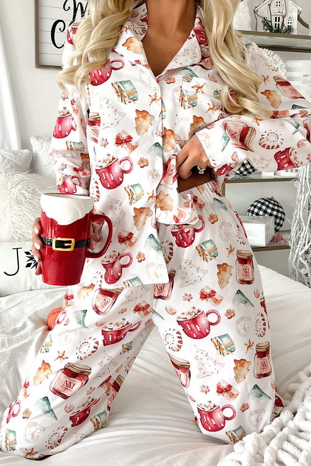 Christmas Pattern Long Sleeve &amp; Pants Pajamas Set