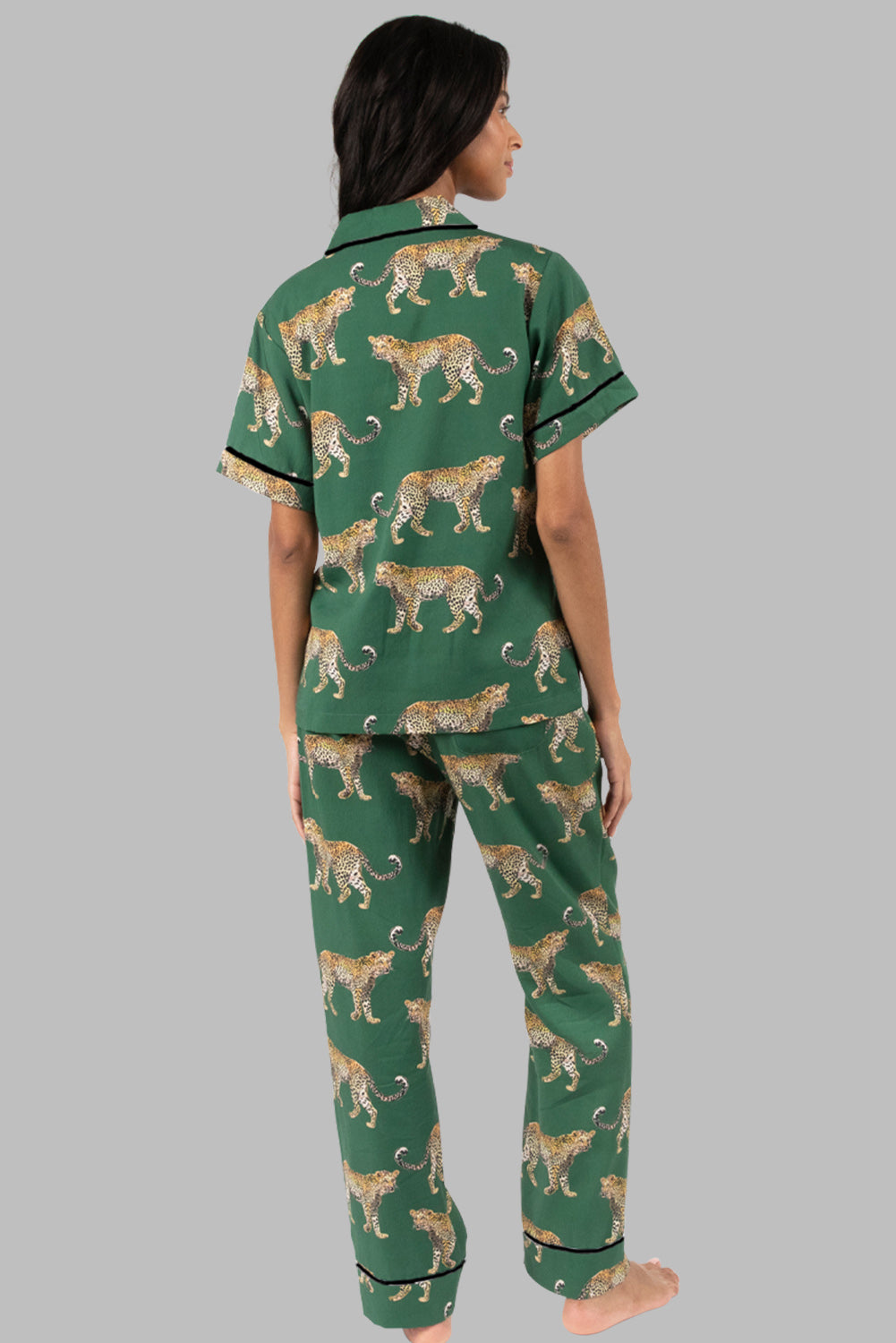 Green Cheetah Print Pajama Set