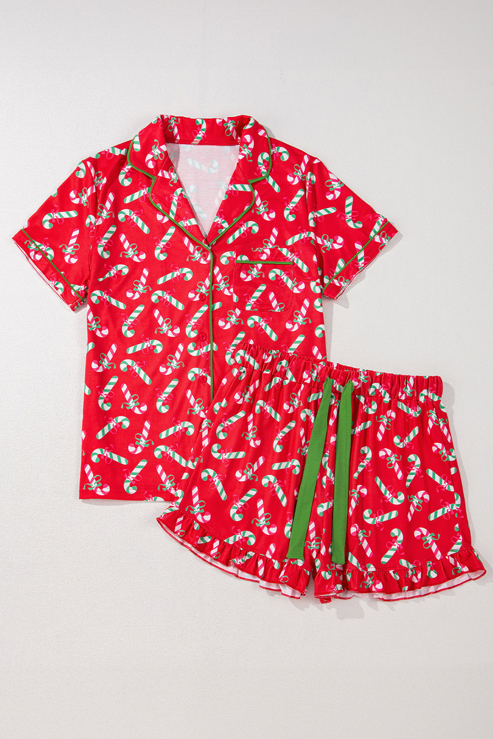 Red Christmas Candy Cane Pyjama Set