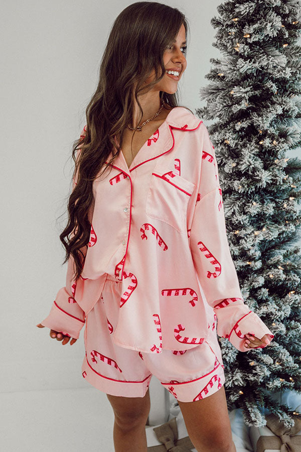 Pink Christmas Candy Cane Pyjama Set