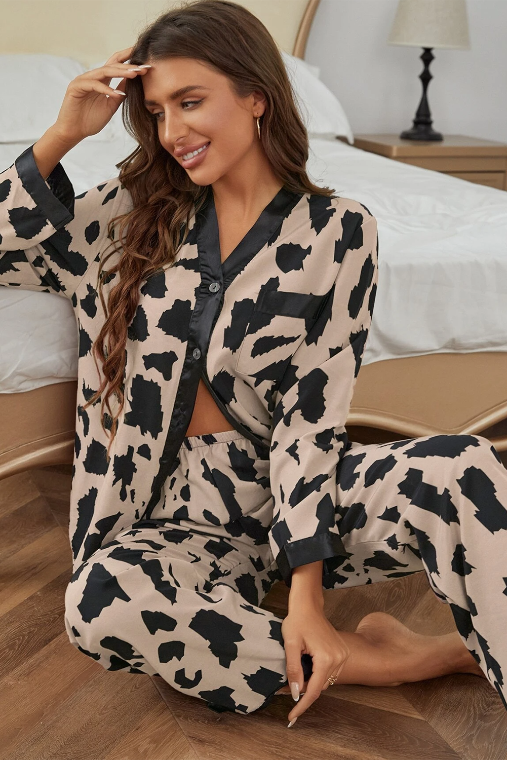 Cheetah Print Loose Fit Sleepwear Set